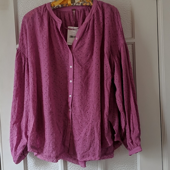 Free People Maddison Eyelet Blouse - Picture 1 of 2